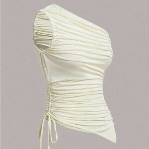 One-Shoulder Ruched Drawstring Top